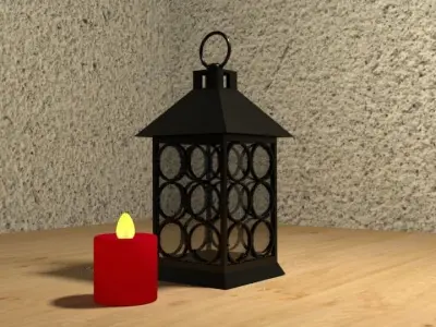 lantern with candle 3D model purchase