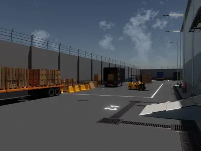 360 Warehouse Interior and Exterior Low-poly 3D model