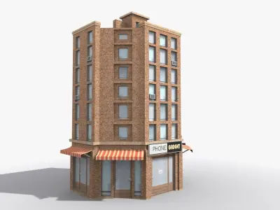 Apartment Building x10 Low-poly 3D model