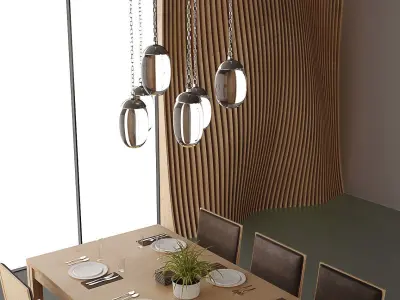 Skovby table with Ochre lights 3D model