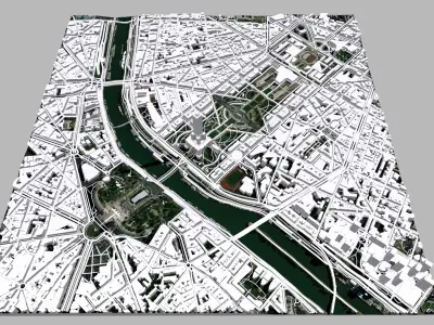 Cityscape Paris France fragment city 3D model