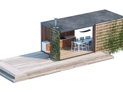 Furnished pergola 3d model Low-poly 3D model