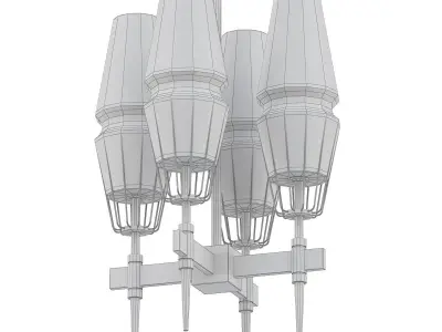 CHAILLOT 4 four light chandelier in brass with clear glass sh... 3D model