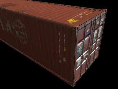 Red Shipping Container Low-poly 3D model