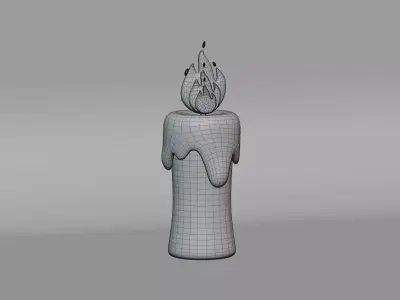 Cartoon Candle Low-poly 3D model
