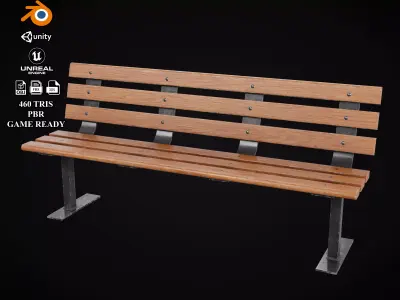 Street bench  Low-poly 3D model