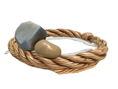 Braided Rope with Natural Pebbles Low-poly 3D model