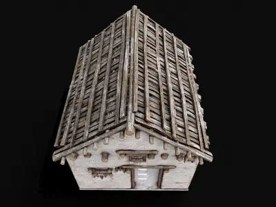 Village White Clay House 1 Low-poly 3D model