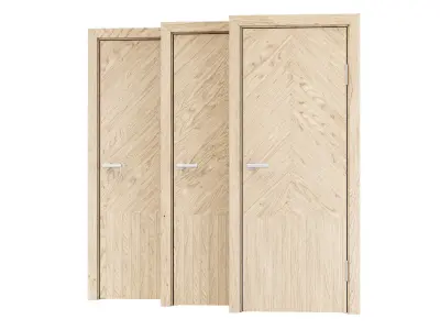 Wooden Door Set V14  3D model