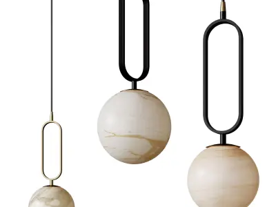 Alabaster Ball Pendant Lamp  Low-poly 3D model