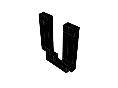 Pixel Font U v1 001 Low-poly 3D model