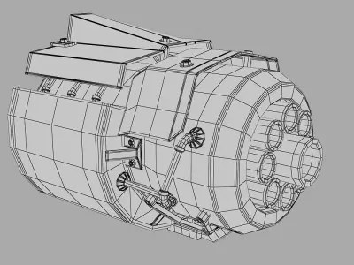 Sci-fi big gun for robot mecha Low-poly 3D model