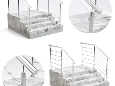 Stairs with railing 3D model