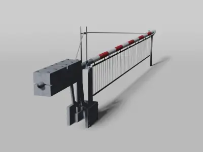 Railway crossing gate Low-poly 3D model