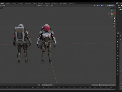 Futuristic Space Explorer game ready  character Low-poly 3D model