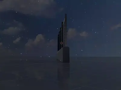 High-water protection wall with concrete foundation 3m x 10m Low-poly 3D model