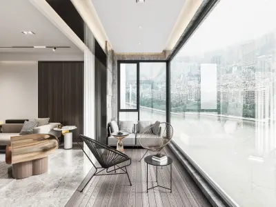 kitchen dining Modern living room 3D model