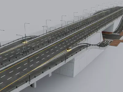 Highway Interchange 3D model Low-poly 3D model
