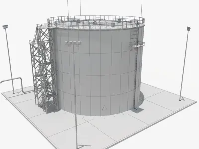 Oil Tank - Refinery Low-poly 3D model