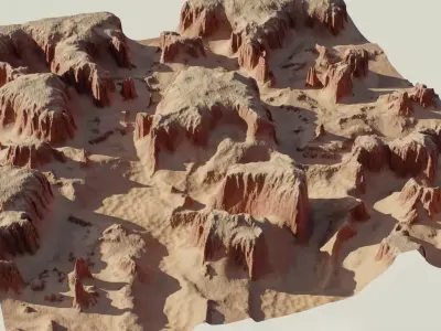 Realistic Sandy Canyon Desert Terrain Environment PBR Ready Low-poly 3D model