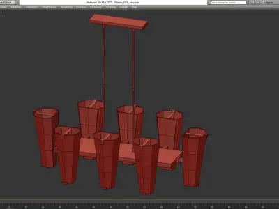 Alpine Medium Linear Chandelier low poly 3d model Low-poly 3D model