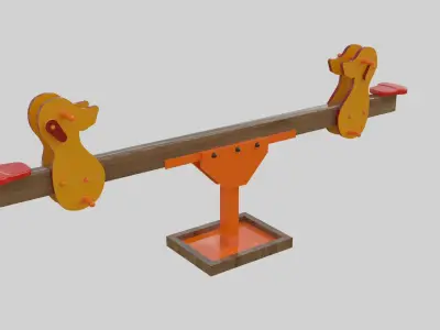 Playground Wooden Seesaw Teeter Totter - 03 Low-poly 3D model