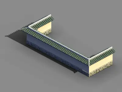 Game River Yang City - a small wall -01 3D model