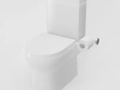 Toilet And Toilet Paper Low-poly 3D model