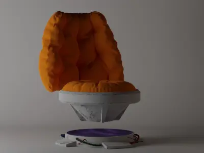 Puffy Sci Fi Chair Low-poly 3D model