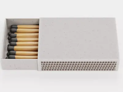 Matchbox Filled with Safety Matches V3 - Neutral Design 3D model