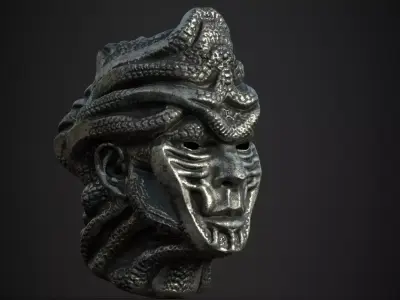 character head  concept low poly PBR material  Low-poly 3D model