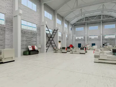 Warehouse Factory Low-poly 3D model