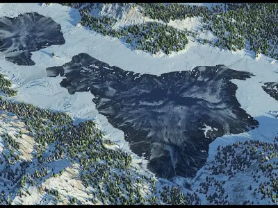 Winter Lake Landscape - World Machine 3D model Low-poly 3D model