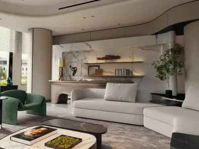 living room scene 3D model Low-poly 3D model