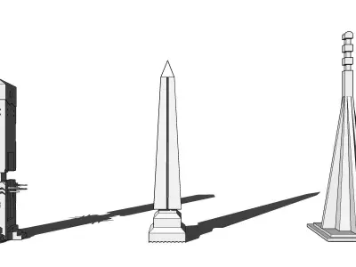 Lost Civilizations 3 Column Kit Low-poly 3D model