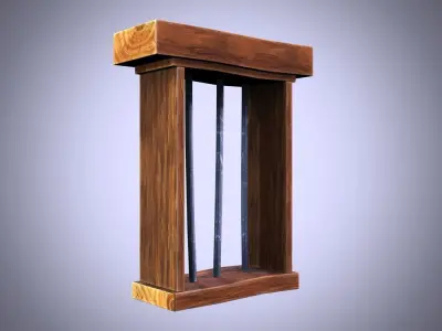 Old Toon Wooden Window Low-poly 3D model