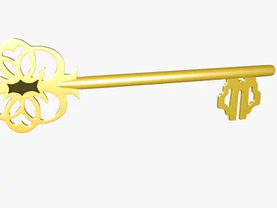 Golden key 3D model get