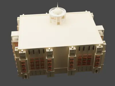 China Bank Architecture Building Construction  Low-poly 3D model