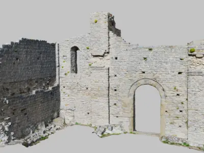 Monastery Ruins Wall Entrance Photoscan PBR Low-poly 3D model
