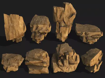 desert rocks - 3D Models PBR Pack 10 Low-poly 3D model