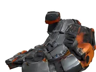 SciFi Industrial Rusted Component Low-poly 3D model