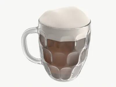 Beer mug with foam 03 3D model