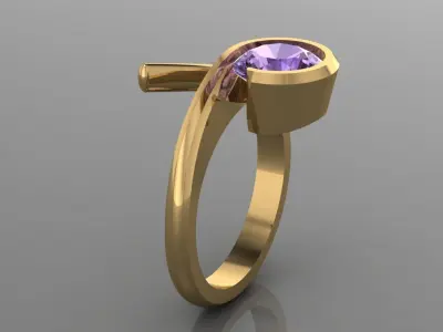 Ring 3D Print 3D print model 3D model gold with diamond in ce... 3D print model