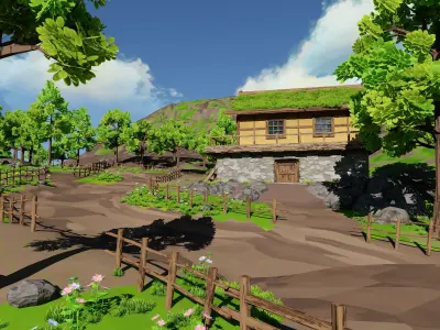 Windmill Pond Scene 3D model