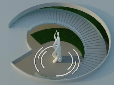 Concrete Royal Urban Round Pavilion 3D model