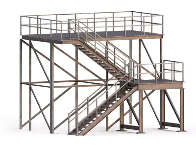 Industrial stair Low-poly 3D model