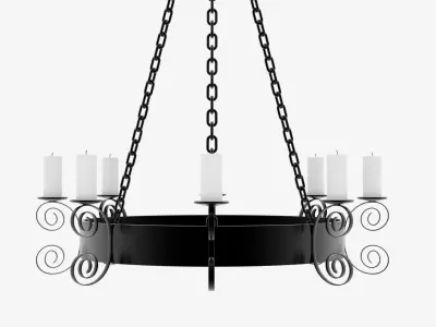 Medieval Chandelier with Candles 1 3D model