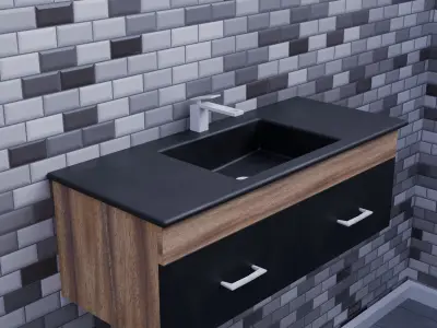 Modern Black Sink Cabinet Free 3D model