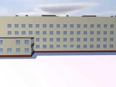 School office building on cloudy day 3D model