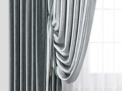 Hadi curtains 72 Blue 3D model